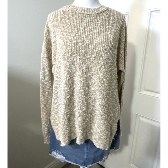 J. Crew Linen Blend Classic Oversized Pullover Sweater Preppy Beige Size Medium - Picture 1 of 10